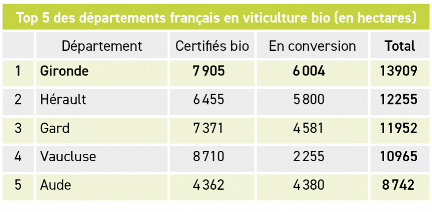 La Gironde confirme sa première place de producteur viticole bio en France