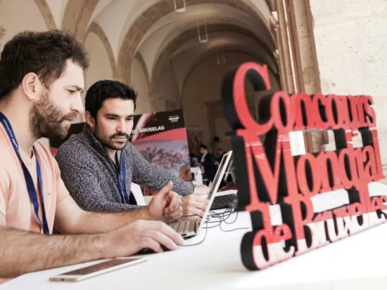 Sylvain Thibaud et Julien Laithier, les cofondateurs de Winespace, au Concours Mondial de Bruxelles