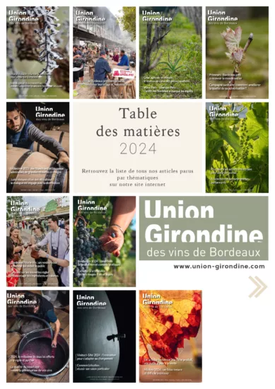 table des matières de l'Union girondine avec toutes les Unes de l'année 2024