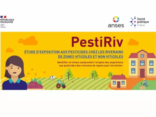 visuel de l'étude pestiriv sur l'exposition aux pesticides chez les riverains de zones viticoles et non viticoles