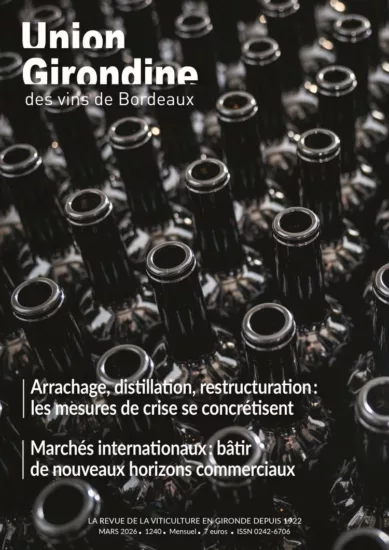 une du magazine union girondine spécialisé dans les vins de bordeaux avec mise en bouteilles