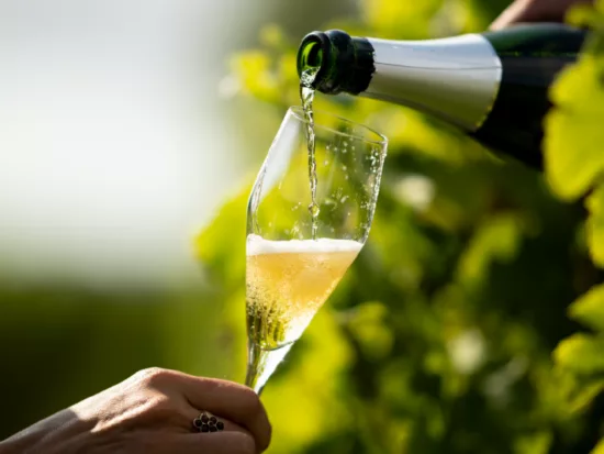 un crémant de bordeaux servi dans une flûte